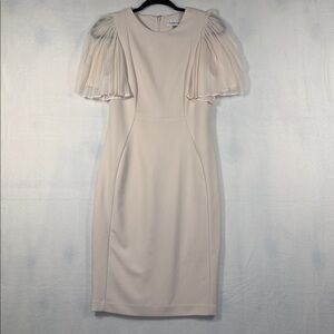 Calvin Klein Soft Pink Sheath Dress with Flutter Sleeves Size 4